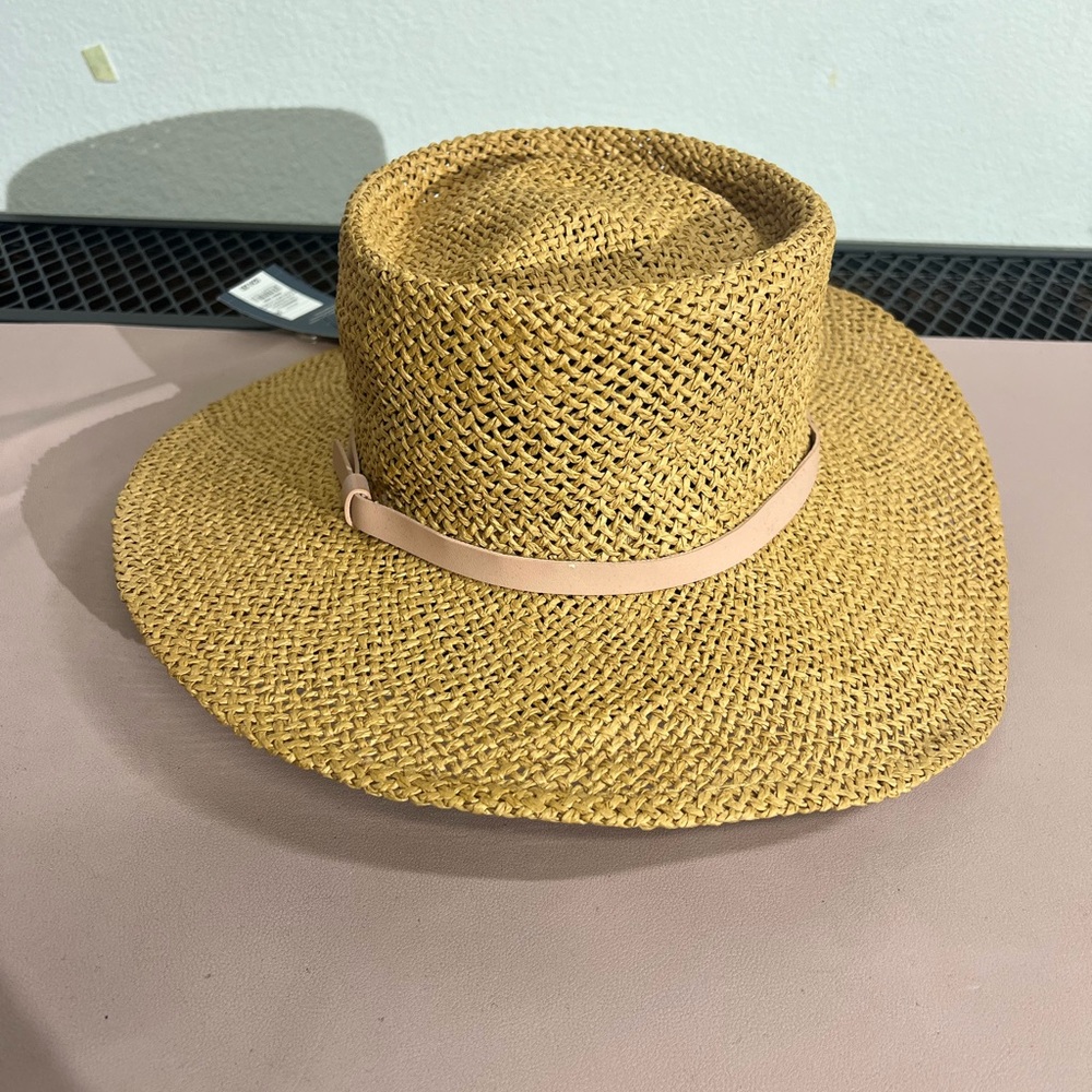 Universal Thread Straw Panama Hat Tan Wide Brim Summer Sun Hat Paper Braid Boho - Picture 1 of 10